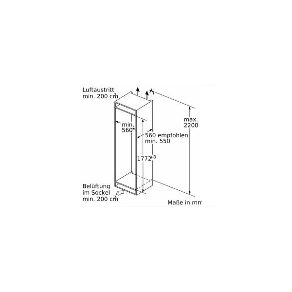 Neff KI7863DD0 Einbau Kühl-Gefrierkombination, Nischenhöhe 177 cm, Breite 56 cm, 260L, Festtürtechnik, NoFrost, LED Beleuchtung, 0 Grad Fach