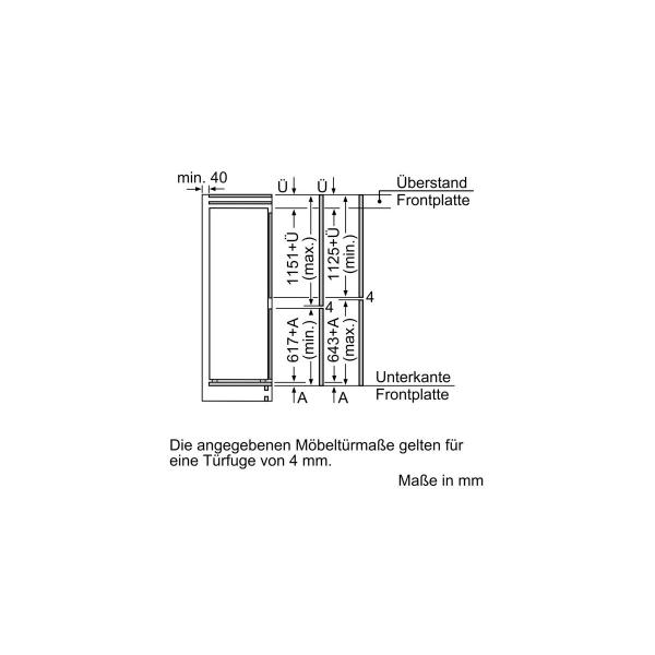 Neff KI8878FE0 N90 Einbau Kühl-Gefrierkombination, Nischenhöhe: 177,5cm, 237L, Festtürtechnik, LowFrost, VitaControl, Urlaubsschaltung