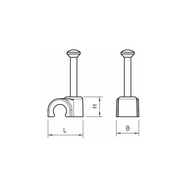 OBO 2012 35 LGR ISO-Nagel-Clip 12mm, L35 PP, lichtgrau (2228025)