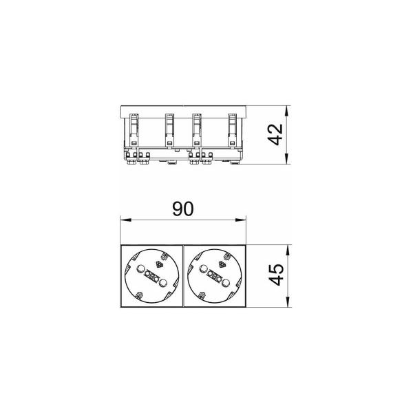 OBO Bettermann STD-D3S SRO2 Steckdose 33°, 2-fach, Schutzkontakt (6120109)