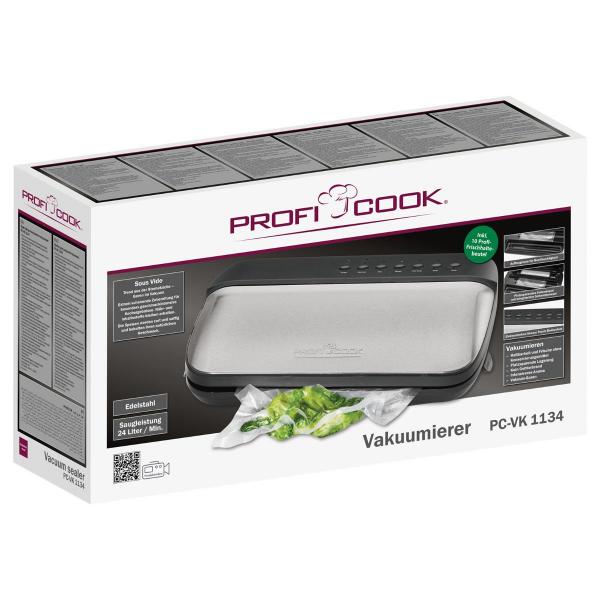 ProfiCook PC-VK 1134 vollautomatischer Vakuumierer 24l/min., Touch-Bedienfeld, edelstahl/schwarz