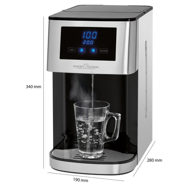 ProfiCook PC-HWS 1145 Heißwasserspender, 2600 W, 4 L, LED-Display, 5 Stufen, einstellbare Wassermenge, 4 Kontrollleuchten, edelstahl/schwarz (501145)