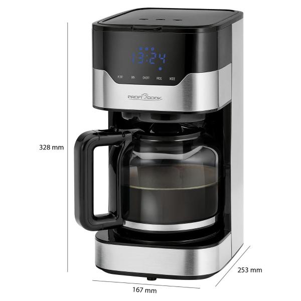 ProfiCook PC-KA 1169 Kaffeeautomat, Sensor Touch, 1,5 L, 24-Stunden-Zeitschaltuhr, inox (501169)