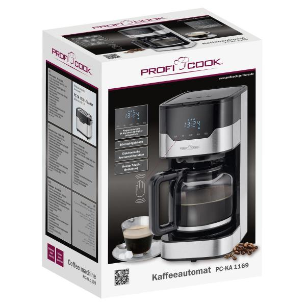 ProfiCook PC-KA 1169 Kaffeeautomat, Sensor Touch, 1,5 L, 24-Stunden-Zeitschaltuhr, inox (501169)