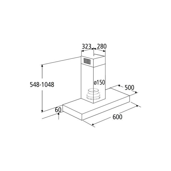 PKM 8060GZ Wandhaube, 60 cm breit, 610 m³/h, Umluftbetrieb, Abluftbetrieb, Fettfilter spülmaschinenfest, LED, Edelstahl mit Glasfront