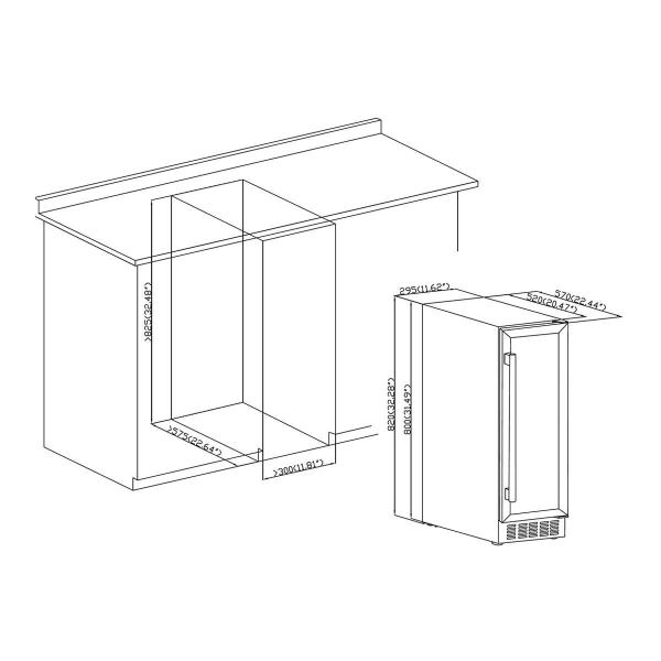 PKM UWTS56-20G Weintemperierschrank, 29,5 cm breit, 20 Standardweinflaschen, 5 Böden aus Holz, Thermostat, unterbaufähig, schwarz