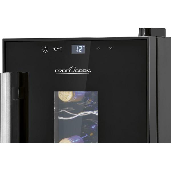 ProfiCook PC-WK 1230 Glastürkühlschrank, 17L, 25cm breit, Sensor Touch-Steuerung, Anti-Vibrationssystem, schwarz