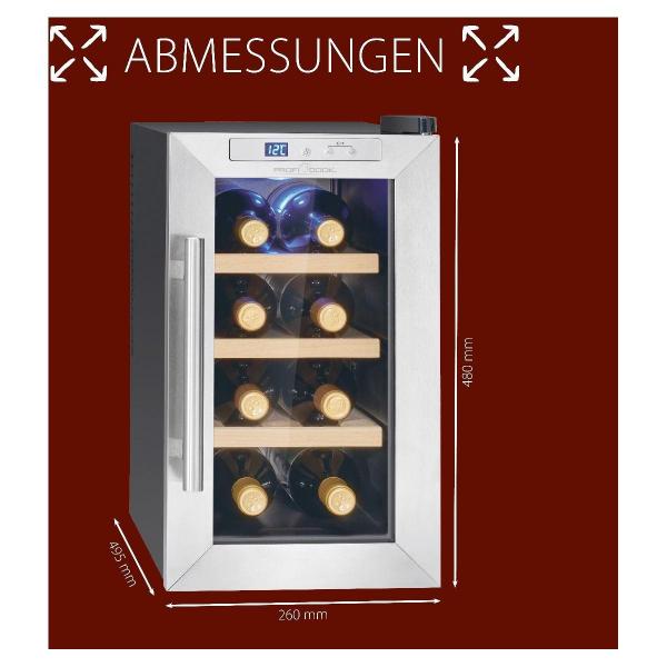 ProfiCook PC-WK 1233 Glastürkühlschrank, 23 L, 43 cm breit, Anti-Vibrationssystem, Thermoelektrische Kühlung, schwarz