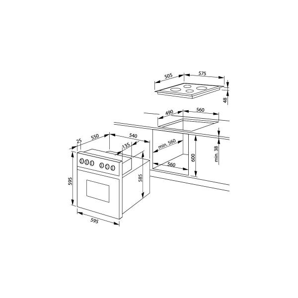 Amica EHI 935 611 E EEK: A Einbauherd-Set mit Indiuktionskochfeld, 59,5 cm breit, 65 L, Ankochautomatik, SensorControl Timer, edelstahl