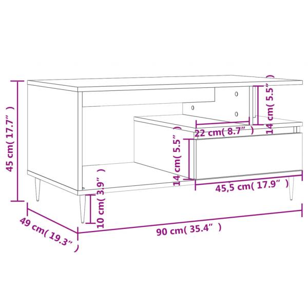 Couchtisch Schwarz 90x49x45 cm Holzwerkstoff