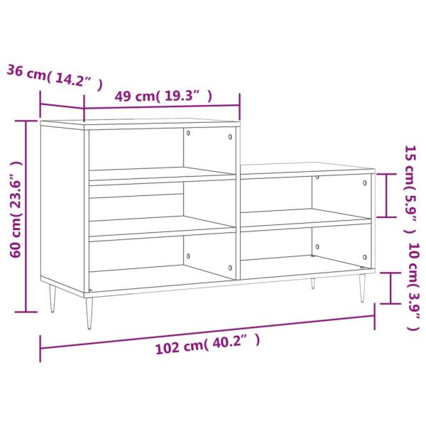 Schuhregal Weiß 102x36x60 cm Holzwerkstoff