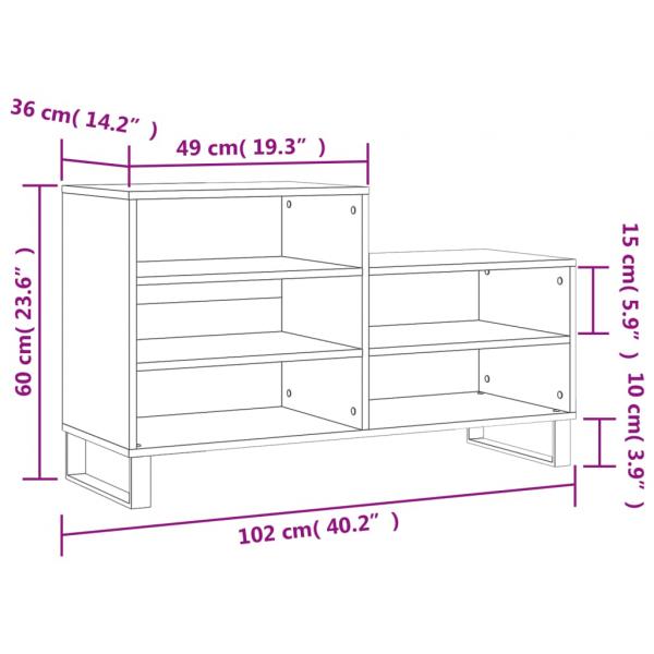 Schuhregal Schwarz 102x36x60 cm Holzwerkstoff