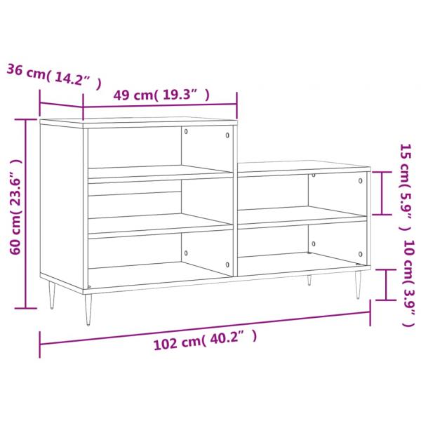 Schuhregal Räuchereiche 102x36x60 cm Holzwerkstoff