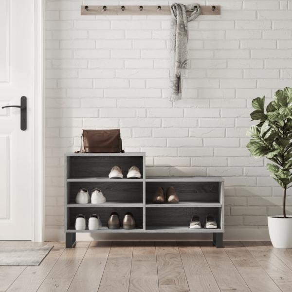 ARDEBO.de - Schuhregal Grau Sonoma 102x36x60 cm Holzwerkstoff