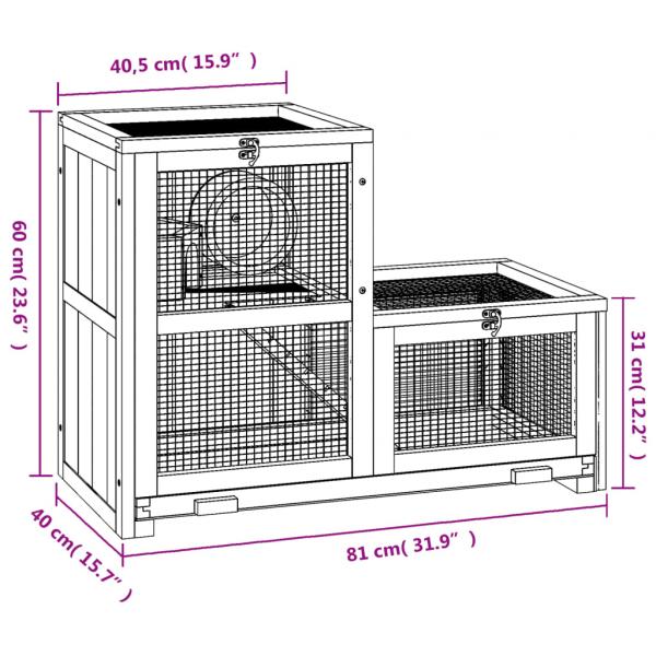 Hamsterkäfig 81x40x60 cm Massivholz Tanne