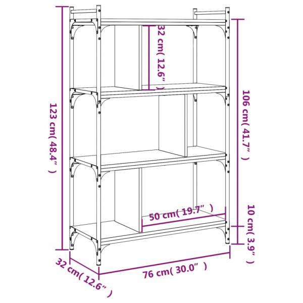 Bücherregal 4 Böden Schwarz 76x32x123 cm Holzwerkstoff