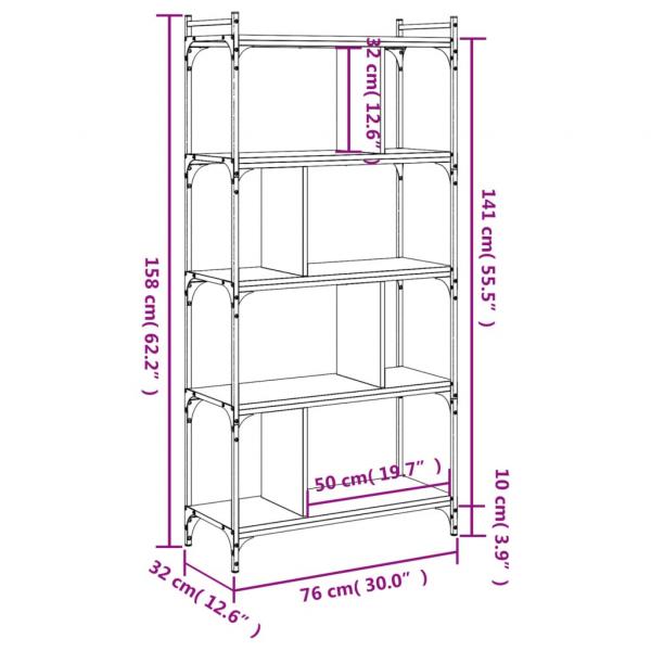 Bücherregal 5 Böden Sonoma-Eiche 76x32x158 cm Holzwerkstoff