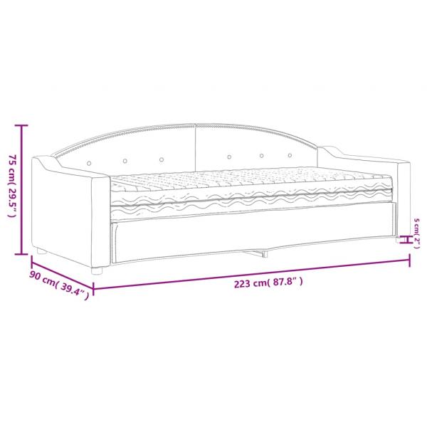 Tagesbett mit Matratze Schwarz 80x200 cm Stoff