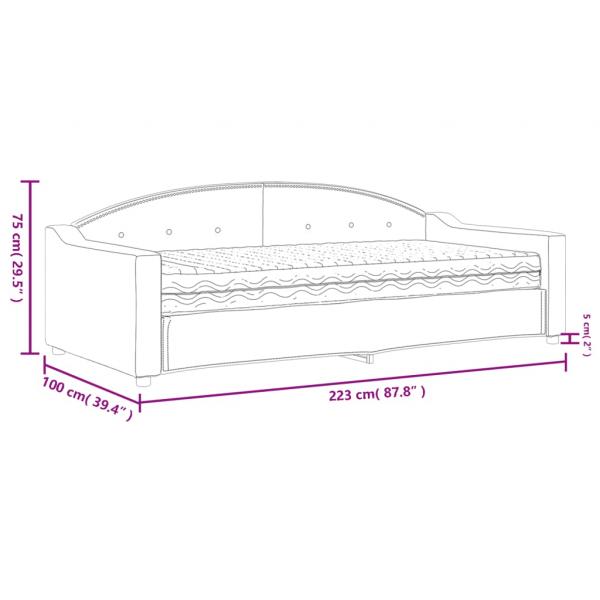 Tagesbett mit Matratze Hellgrau 90x200 cm Stoff