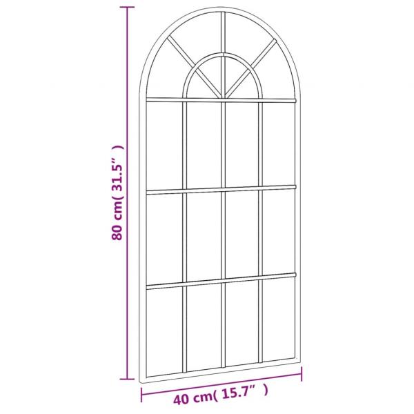 Wandspiegel Schwarz 40x80 cm Gewölbt Eisen