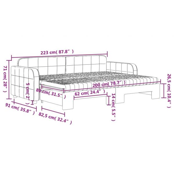 Tagesbett Ausziehbar mit Matratzen Blau 80x200 cm Samt