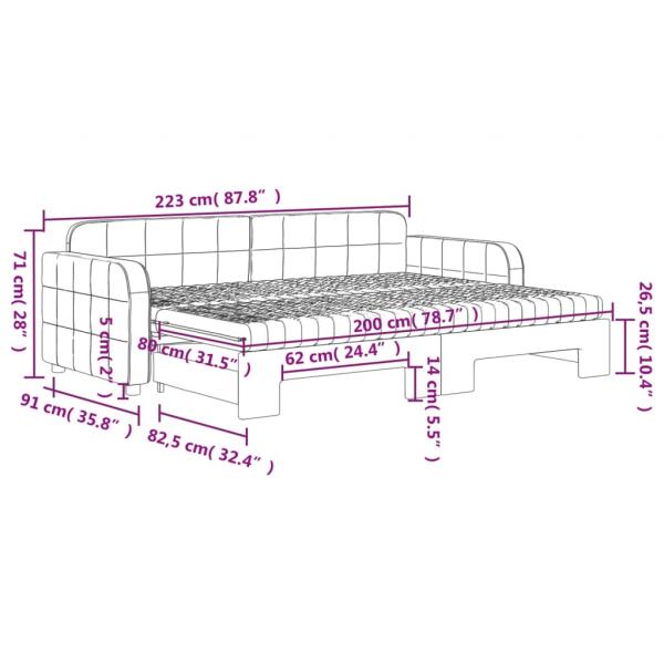 Tagesbett Ausziehbar mit Matratzen Hellgrau 80x200 cm Samt