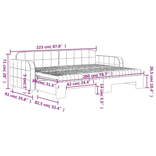 Tagesbett Ausziehbar mit Matratzen Dunkelgrün 80x200 cm Samt