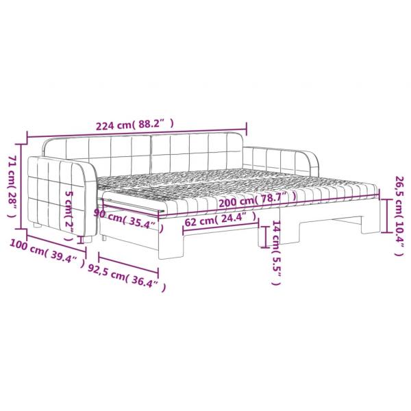 Tagesbett Ausziehbar mit Matratzen Schwarz 90x200 cm Samt