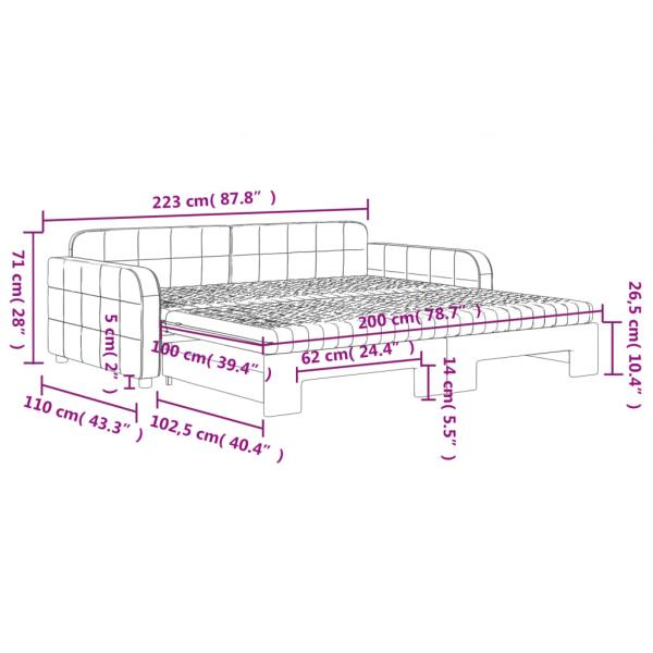 Tagesbett Ausziehbar mit Matratzen Blau 100x200 cm Samt