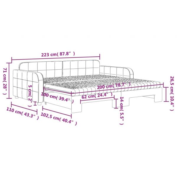 Tagesbett Ausziehbar mit Matratzen Rosa 100x200 cm Samt