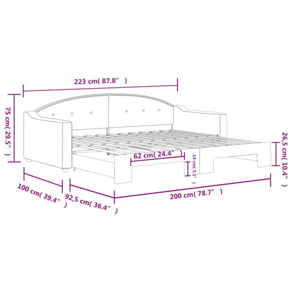 Tagesbett Ausziehbar Taupe 90x200 cm Stoff