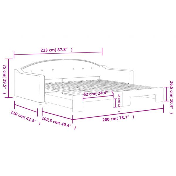 Tagesbett Ausziehbar Schwarz 100x200 cm Stoff