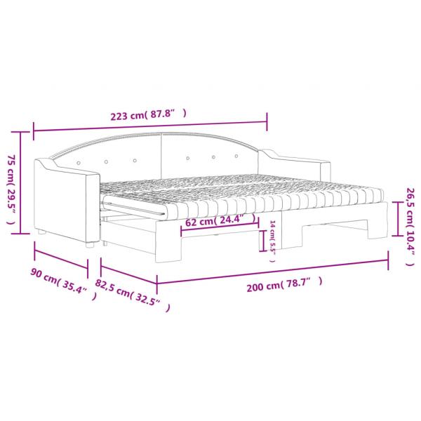 Tagesbett Ausziehbar mit Matratze Hellgrau 80x200 cm Stoff