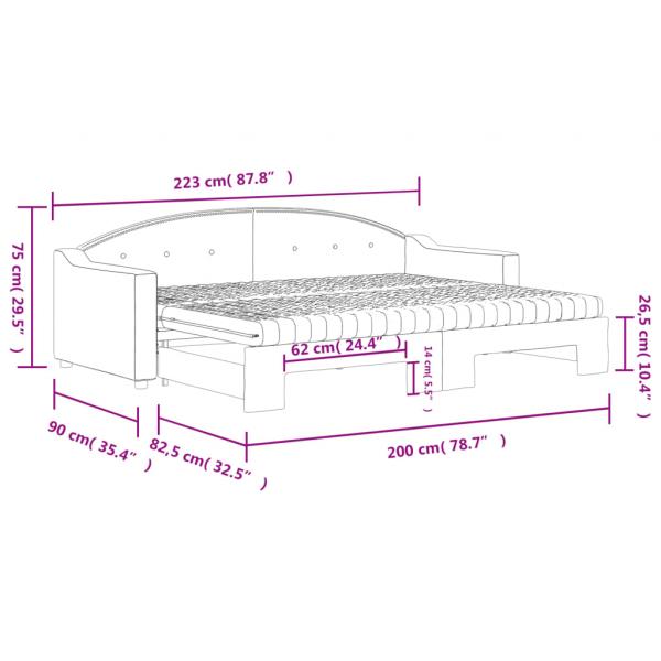 Tagesbett Ausziehbar mit Matratzen Dunkelgrau 80x200 cm Stoff