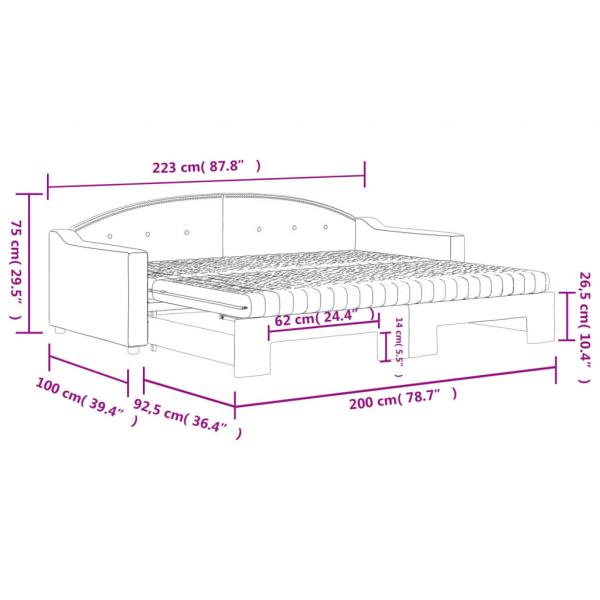 Tagesbett Ausziehbar mit Matratzen Taupe 90x200 cm Stoff