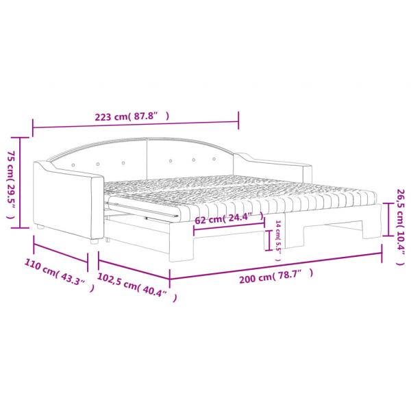 Tagesbett Ausziehbar mit Matratze Hellgrau 100x200 cm Stoff