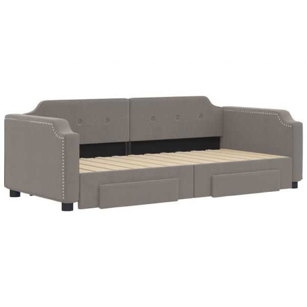 Tagesbett Ausziehbar mit Schubladen Taupe 80x200 cm Stoff