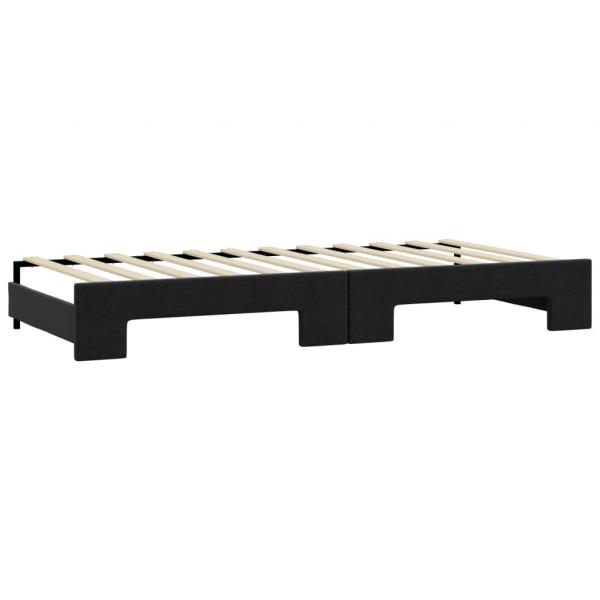 Tagesbett Ausziehbar mit Schubladen Schwarz 90x190 cm Stoff