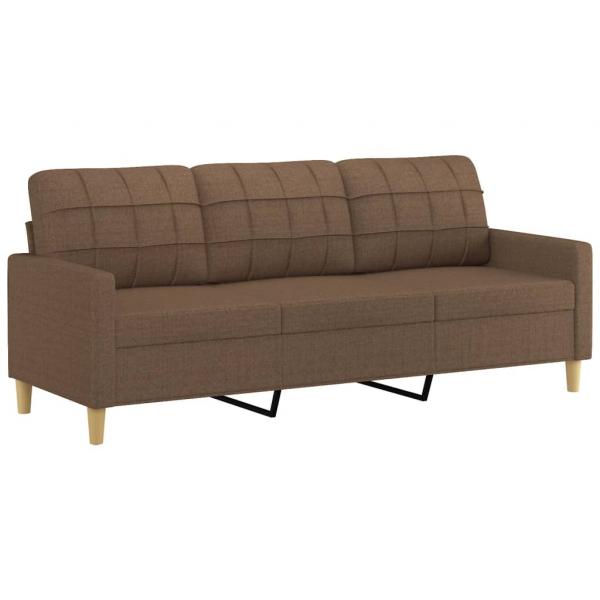 3-Sitzer-Sofa mit Hocker Braun 180 cm Stoff