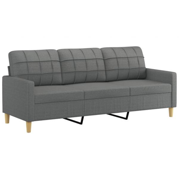 3-Sitzer-Sofa mit Hocker Dunkelgrau 180 cm Stoff