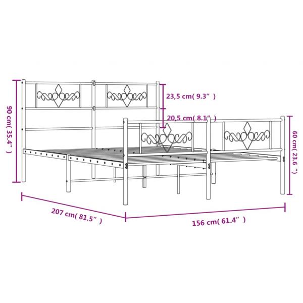 Bettgestell mit Kopf- und Fußteil Metall Weiß 150x200 cm