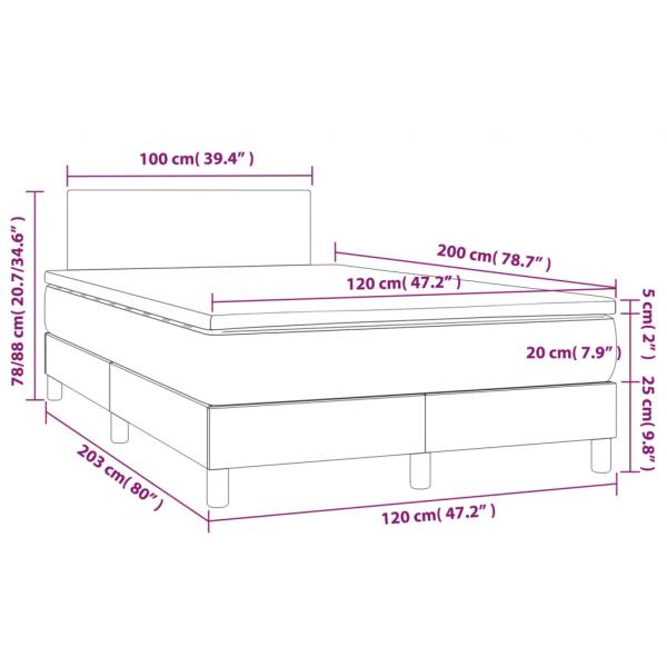 Boxspringbett mit Matratze & LED Dunkelbraun 120x200 cm Stoff