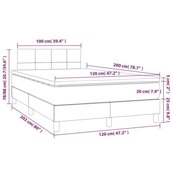 Boxspringbett mit Matratze & LED Dunkelbraun 120x200 cm Stoff