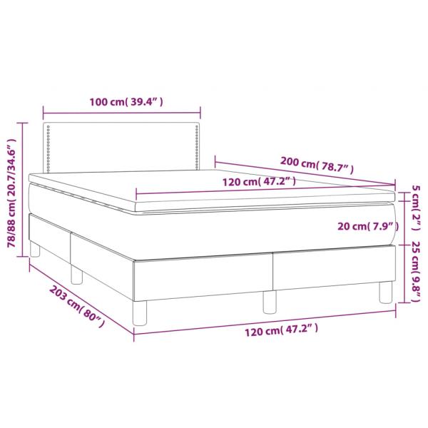 Boxspringbett mit Matratze & LED Dunkelgrau 120x200 cm Stoff