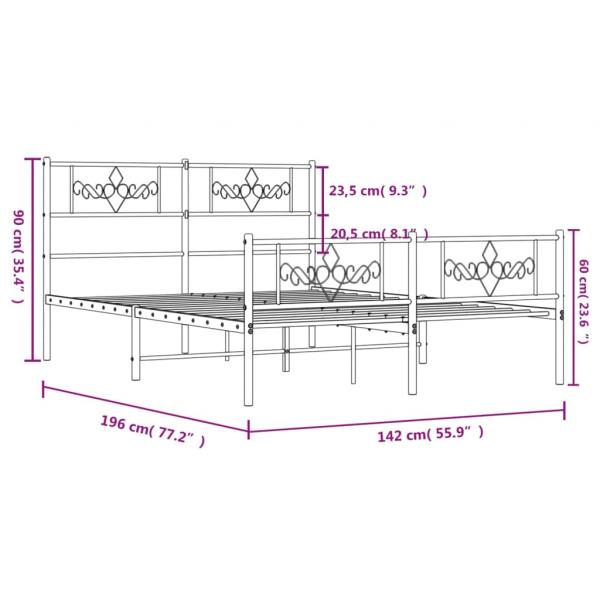 Bettgestell mit Kopf- und Fußteil Metall Weiß 135x190 cm