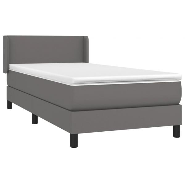 Boxspringbett mit Matratze Grau 100x200 cm Kunstleder