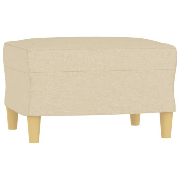 3-Sitzer-Sofa mit Hocker Creme 180 cm Stoff