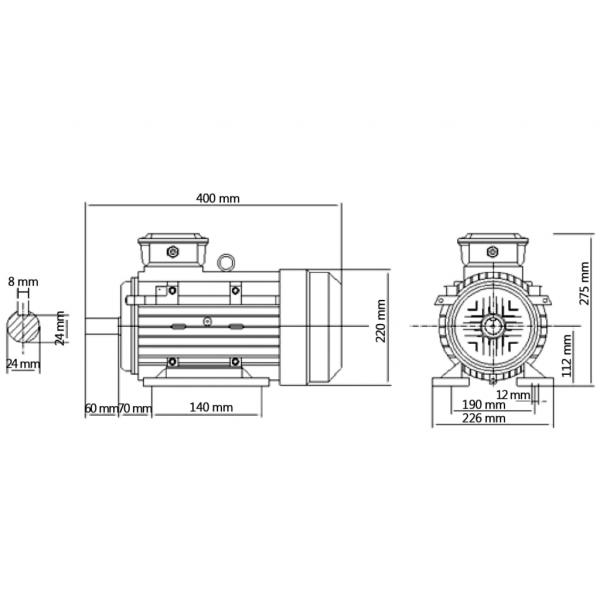 3-Phasen-Elektromotor Aluminium 4 kW 5,5 PS 2-Polig 2840 U/min 