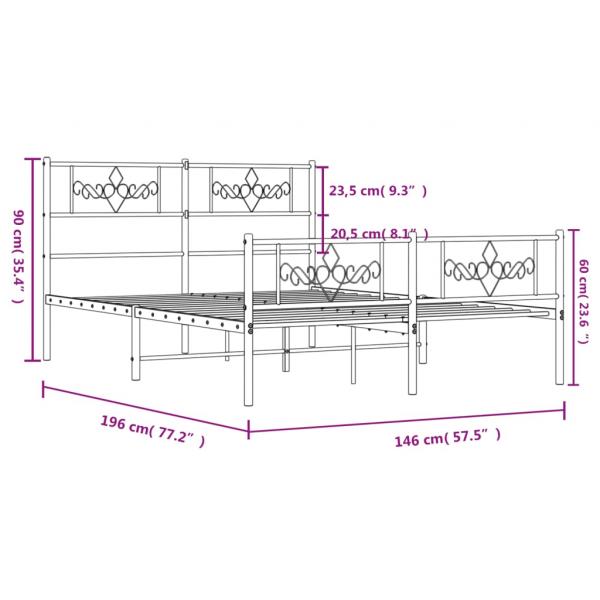 Bettgestell mit Kopf- und Fußteil Metall Weiß 140x190 cm