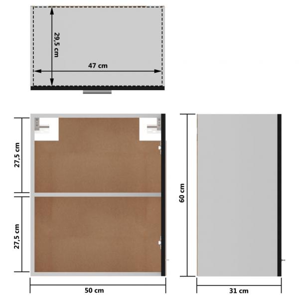 Hängeschrank Schwarz 50x31x60 cm Holzwerkstoff